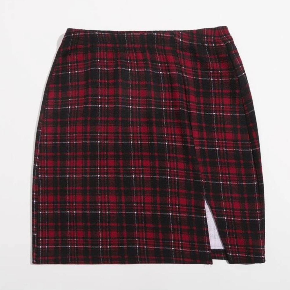 Red Plaid Mini Skirt
